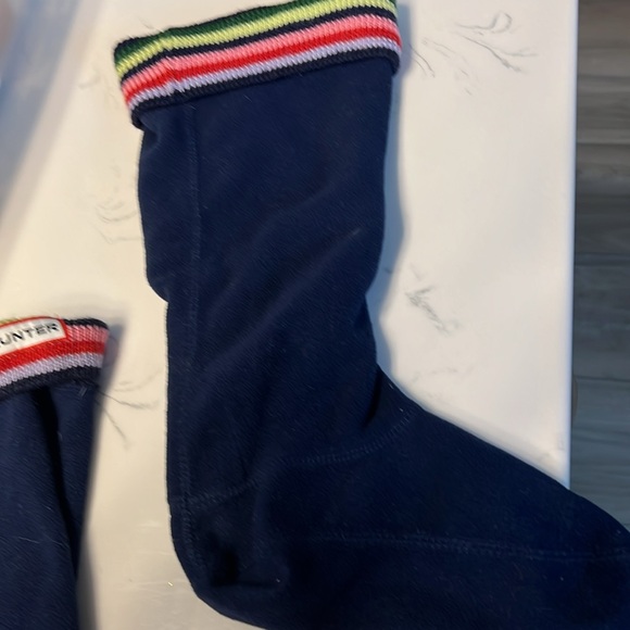 Hunter Navy Fleece Boot Socks with Striped Cuff - Picture 2 of 11